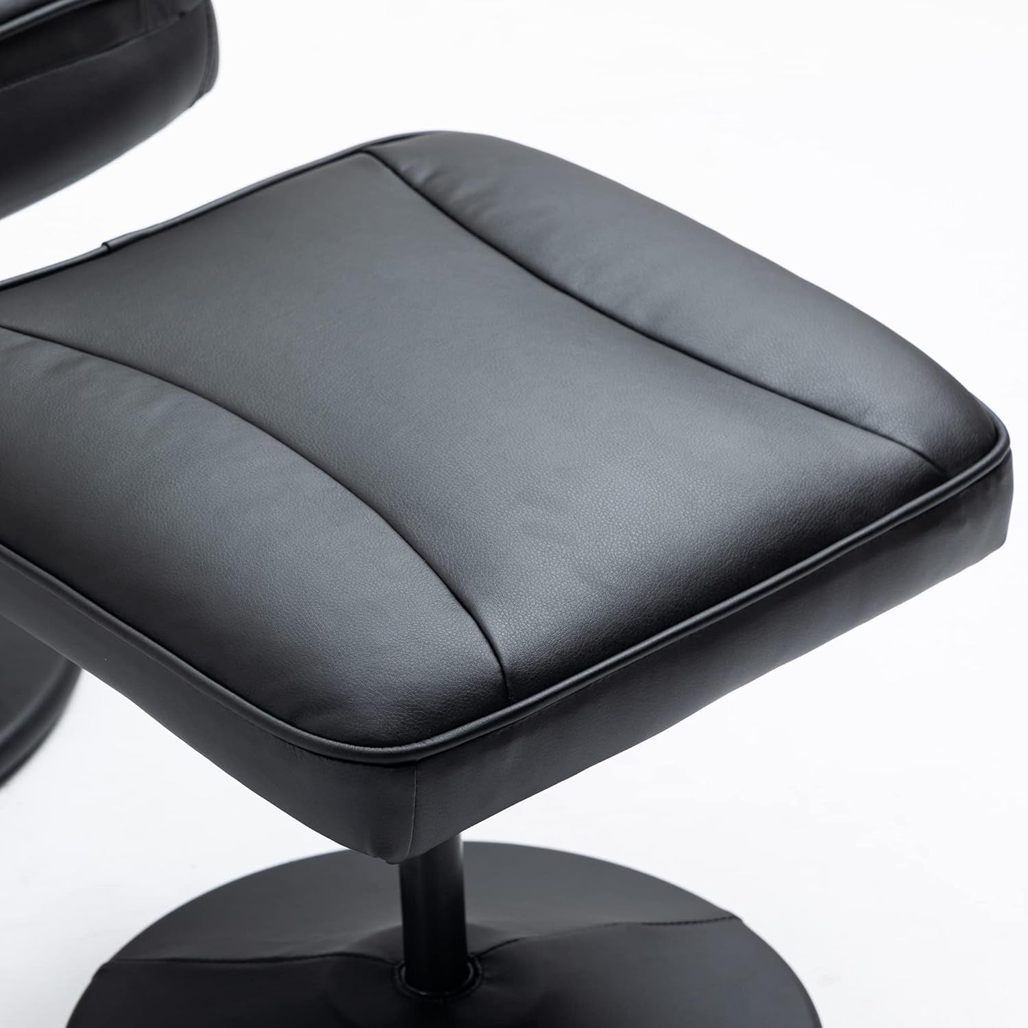 Black PU Leather Swivel Recliner With Ottoman Footrest