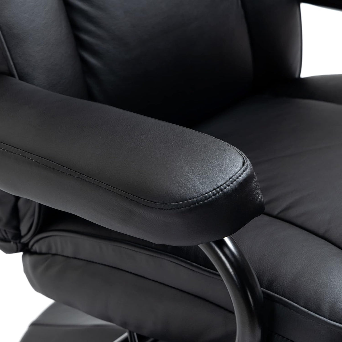Black PU Leather Swivel Recliner With Ottoman Footrest