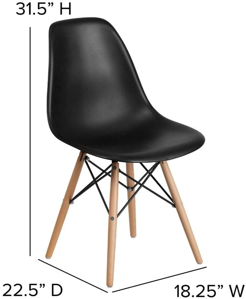 Black Plastic Modern Dining Chair With Wooden Legs