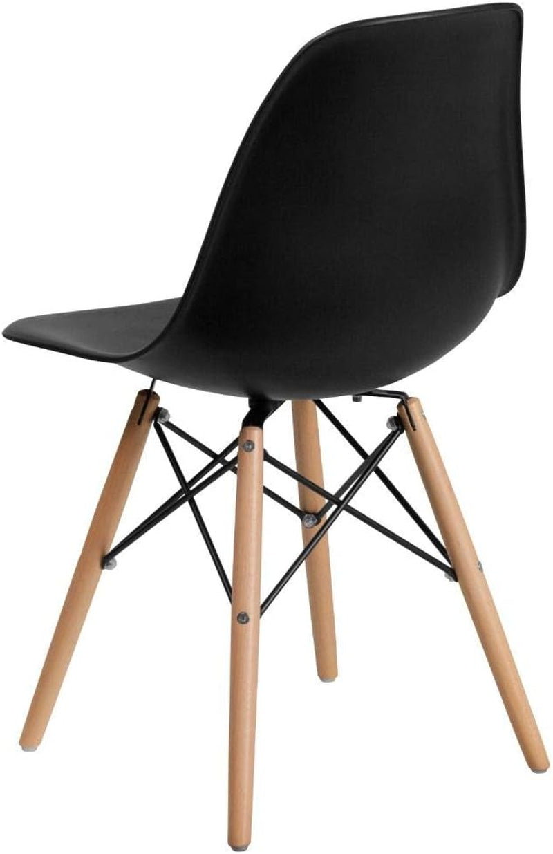 Black Plastic Modern Dining Chair With Wooden Legs