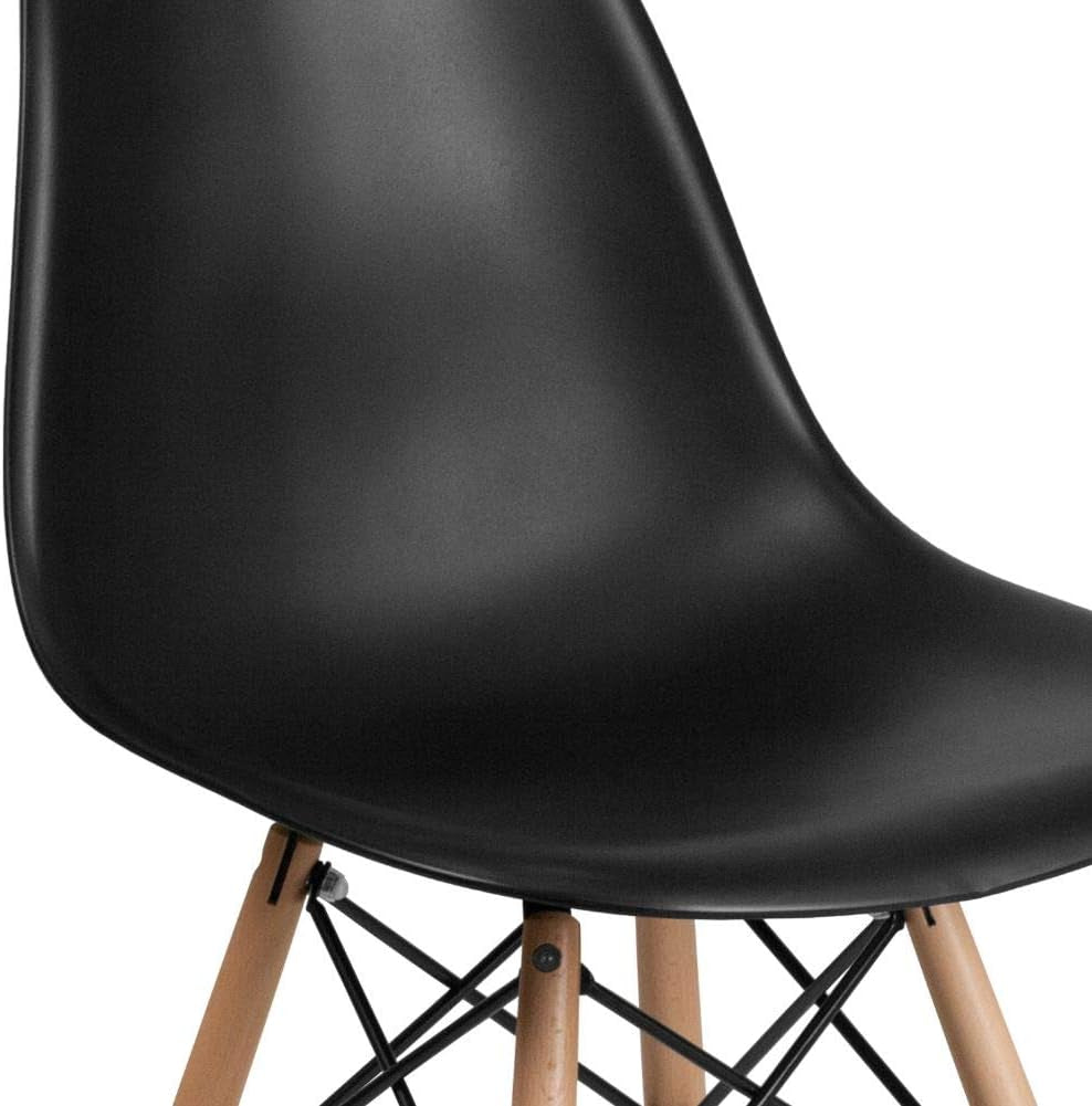 Black Plastic Modern Dining Chair With Wooden Legs