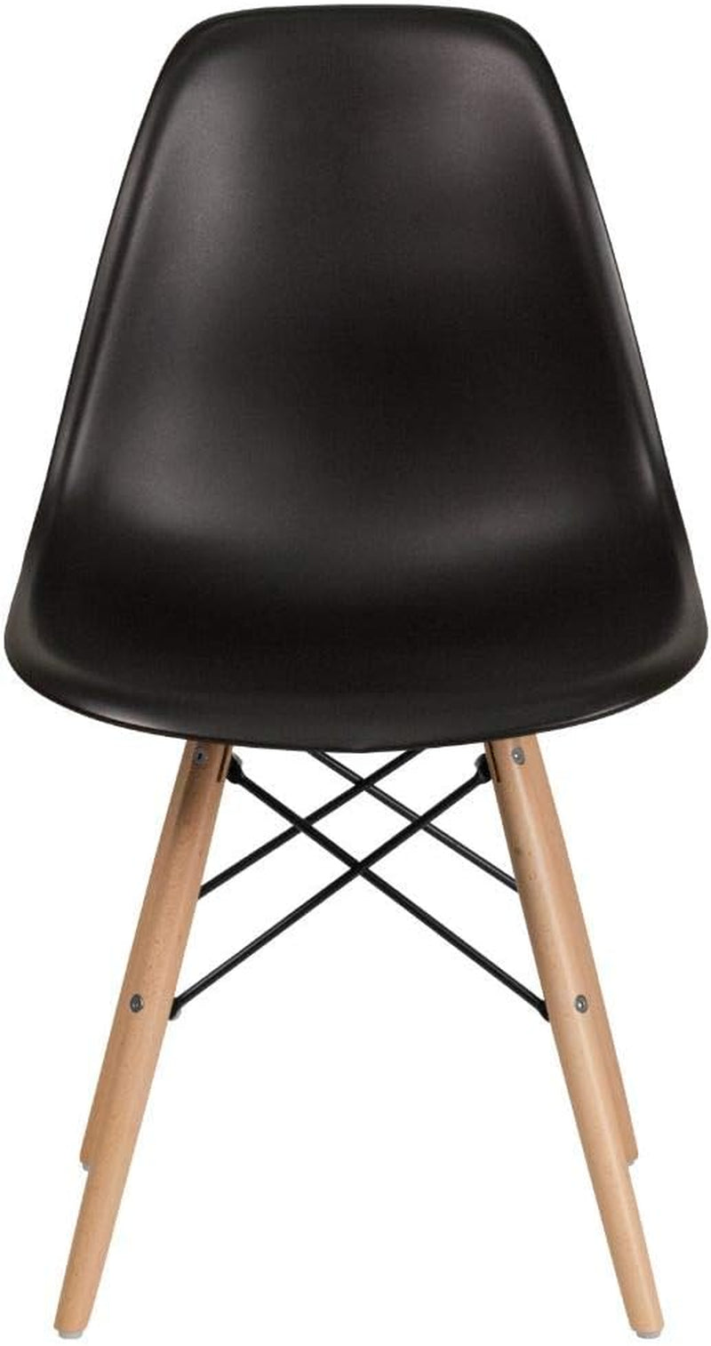 Black Plastic Modern Dining Chair With Wooden Legs