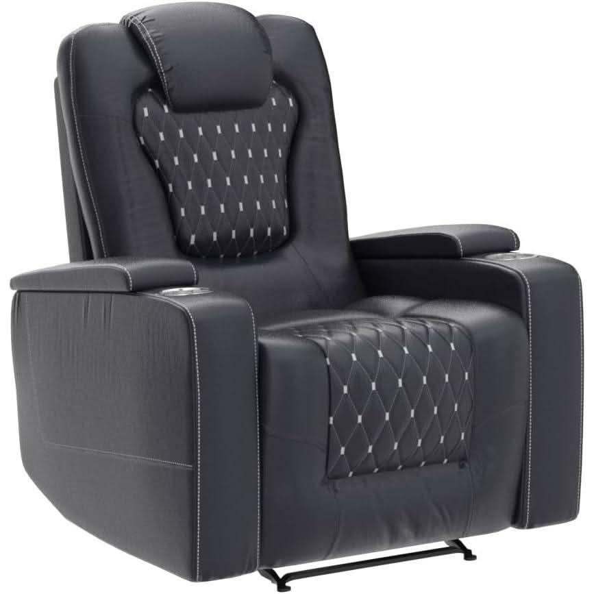 Black Power Recliner With USB Ports And Cup Holders