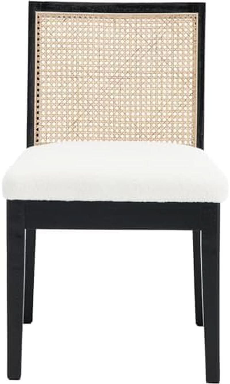 Black Rattan Dining Chairs Four Pack Sherpa Upholstered