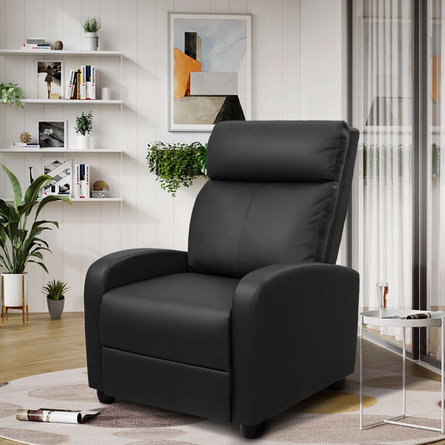 Black Recliner Chair With Adjustable 90 To 180 Degrees