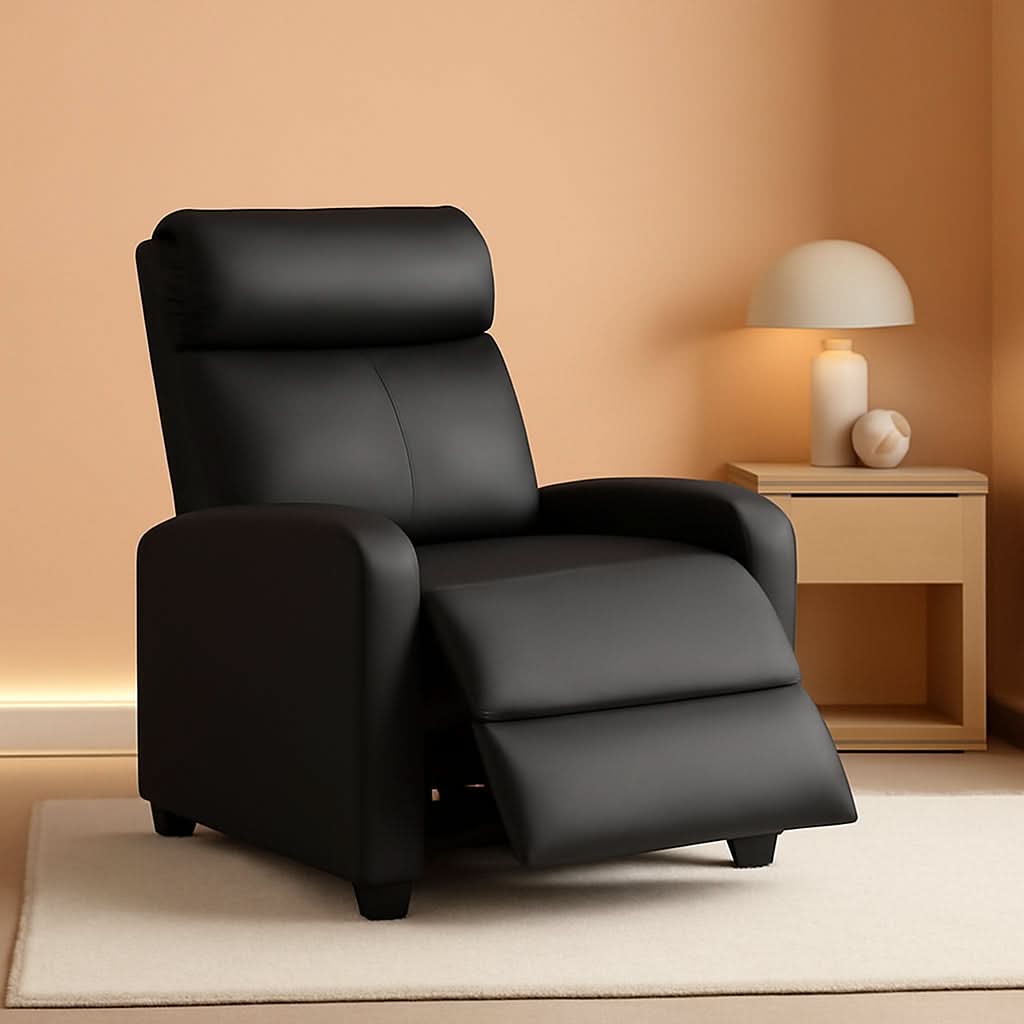 Black Recliner Chair With Adjustable 90 To 180 Degrees
