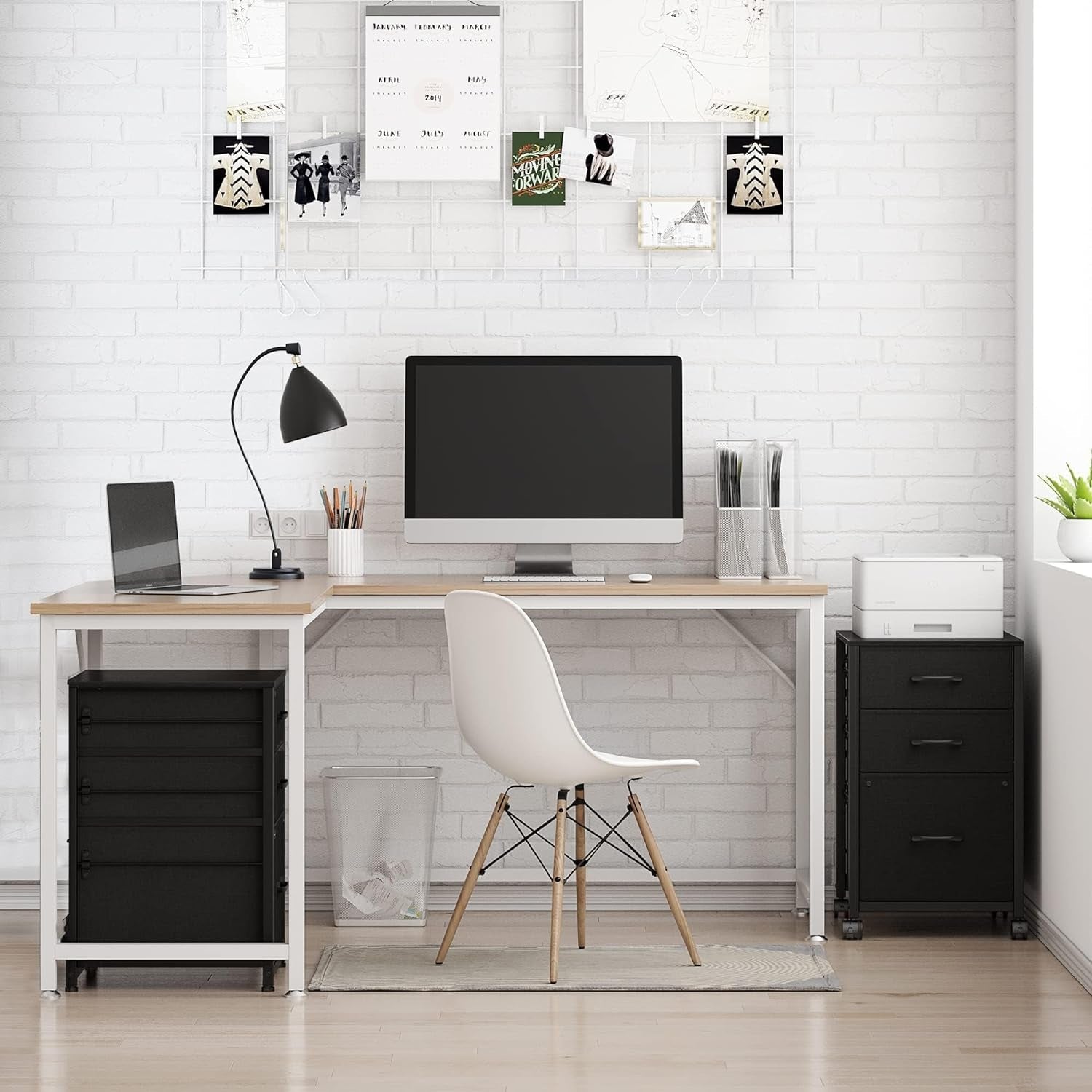 Black Rolling File Cabinet Three Drawers Office Storage