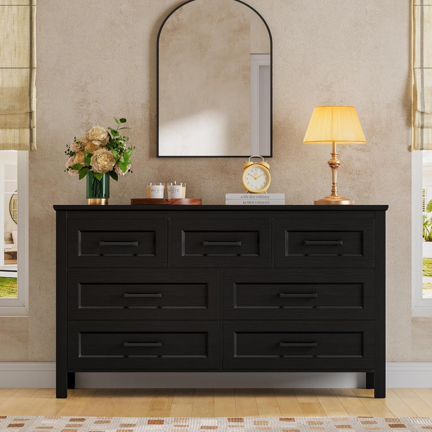 Black Seven Drawer Dresser For Bedroom Organization