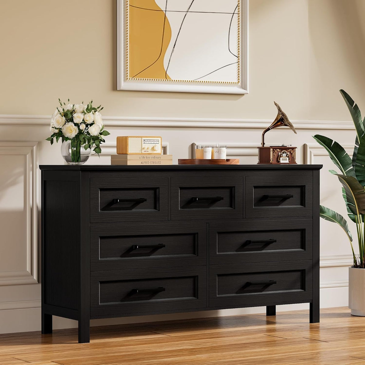 Black Seven Drawer Dresser For Bedroom Organization