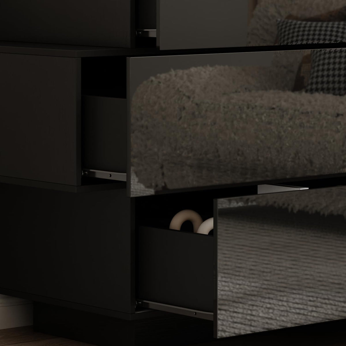 Black Six Drawer Dresser For Bedroom Organization Storage