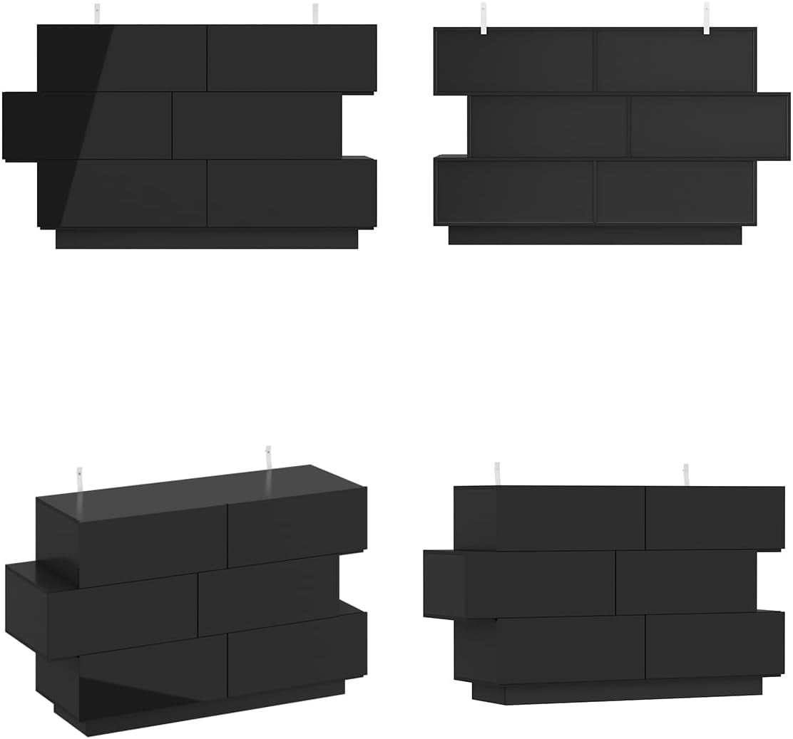 Black Six Drawer Dresser For Bedroom Organization Storage
