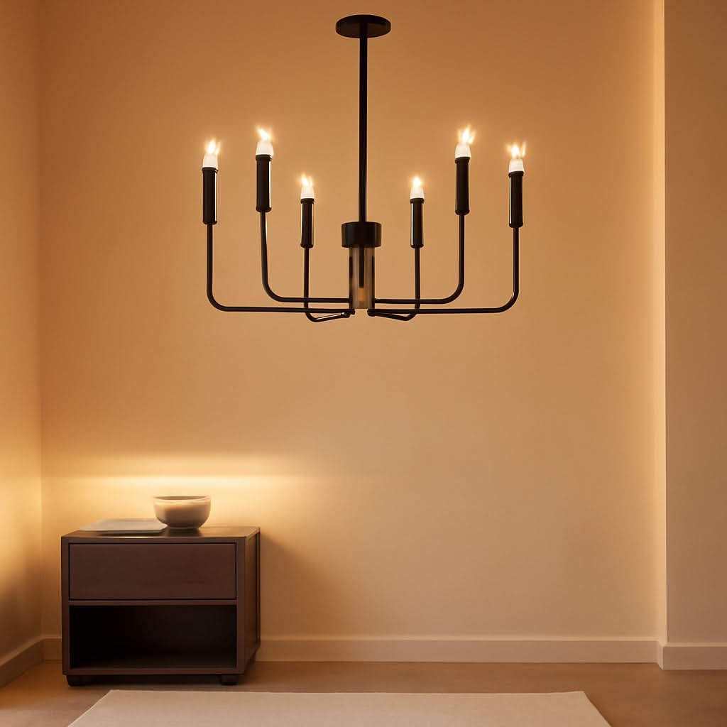 Black Six Light Farmhouse Chandelier For Dining Room