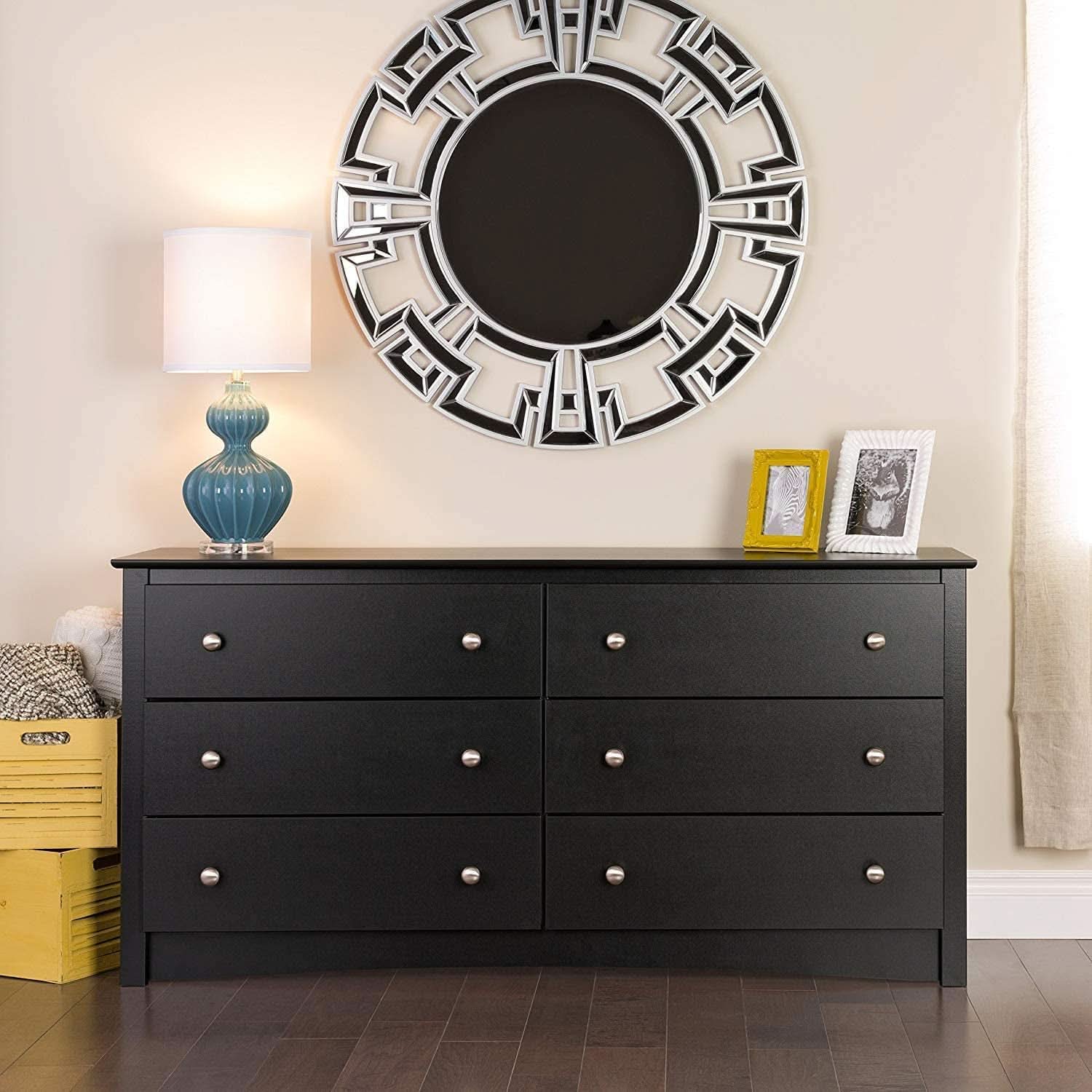 Black Sonoma 6 Drawer Dresser For Bedroom Storage And Organization