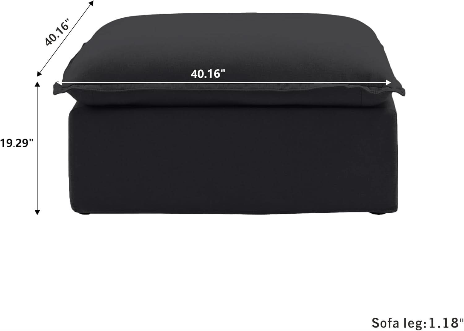 Black Storage Ottoman With Removable Cushion Covers