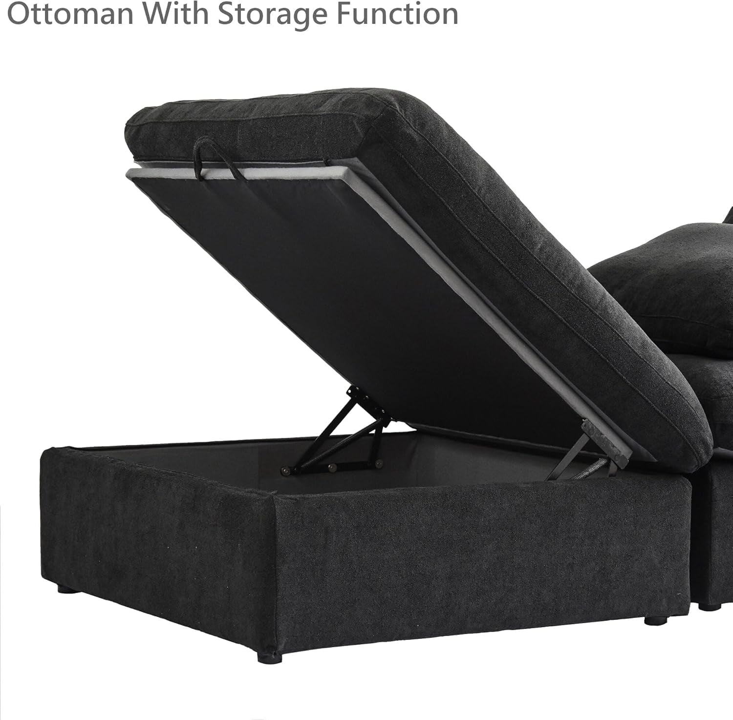 Black Storage Ottoman With Removable Cushion Covers