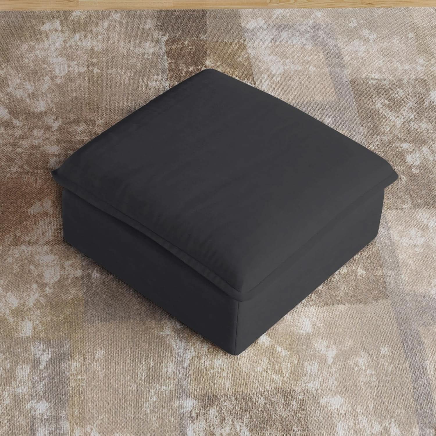 Black Storage Ottoman With Removable Cushion Covers
