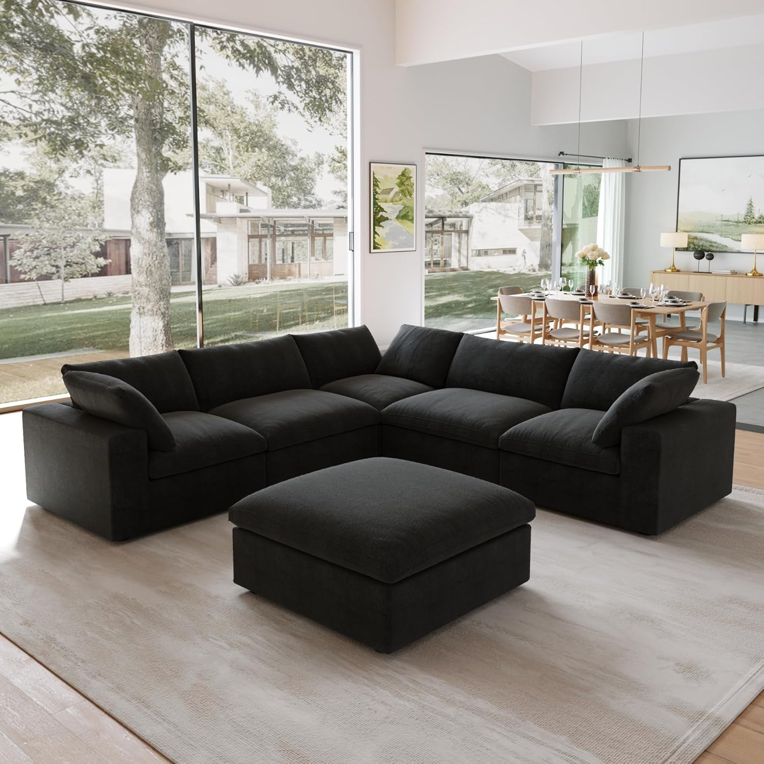 Black Storage Ottoman With Removable Cushion Covers