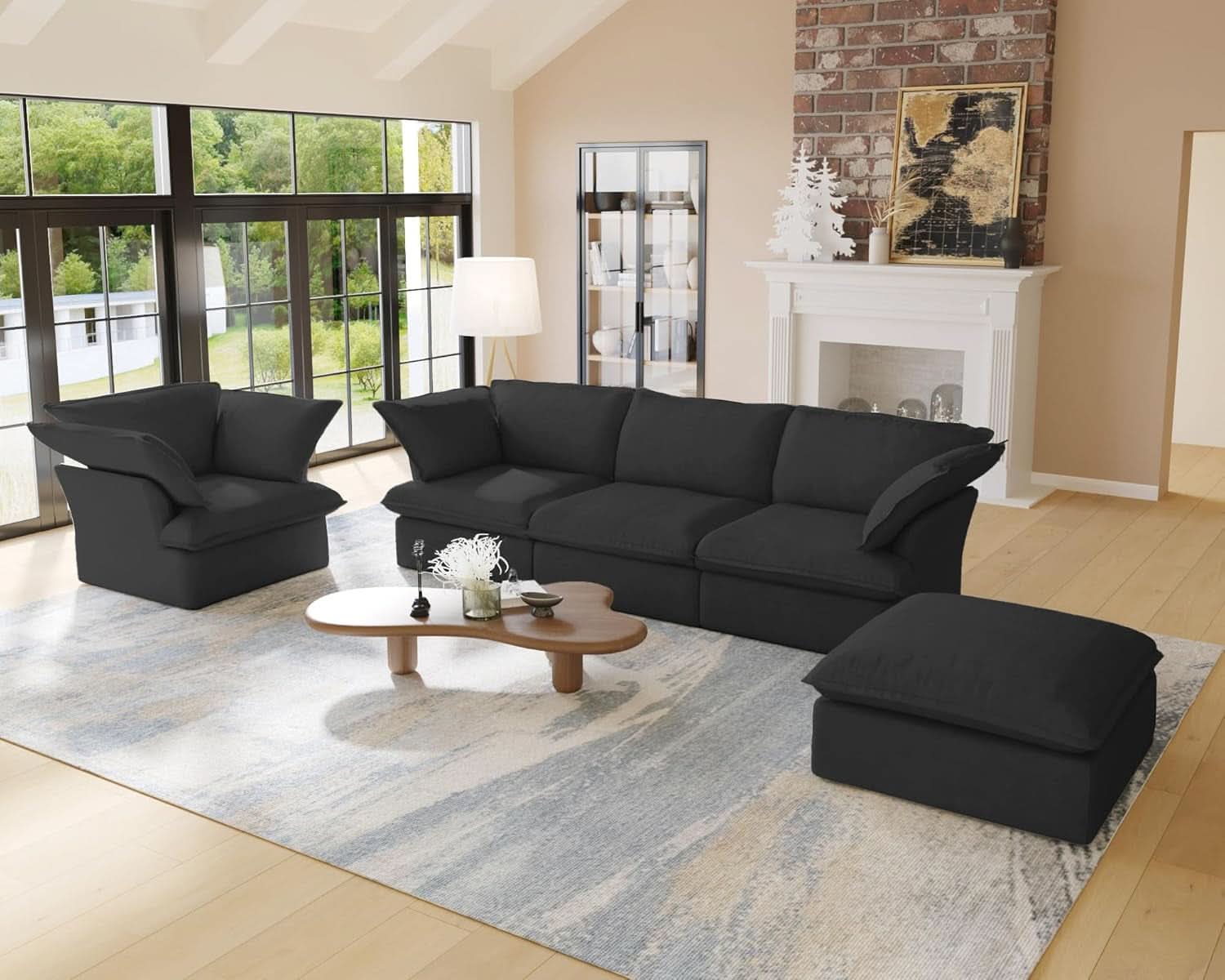 Black Storage Ottoman With Removable Cushion Covers