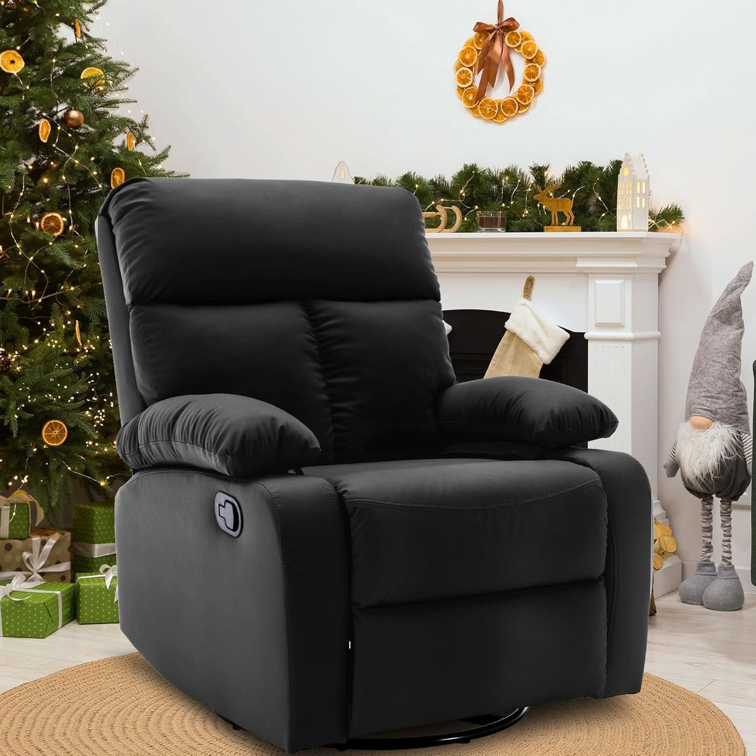 Black Swivel Rocker Recliner For Small Spaces Living Room