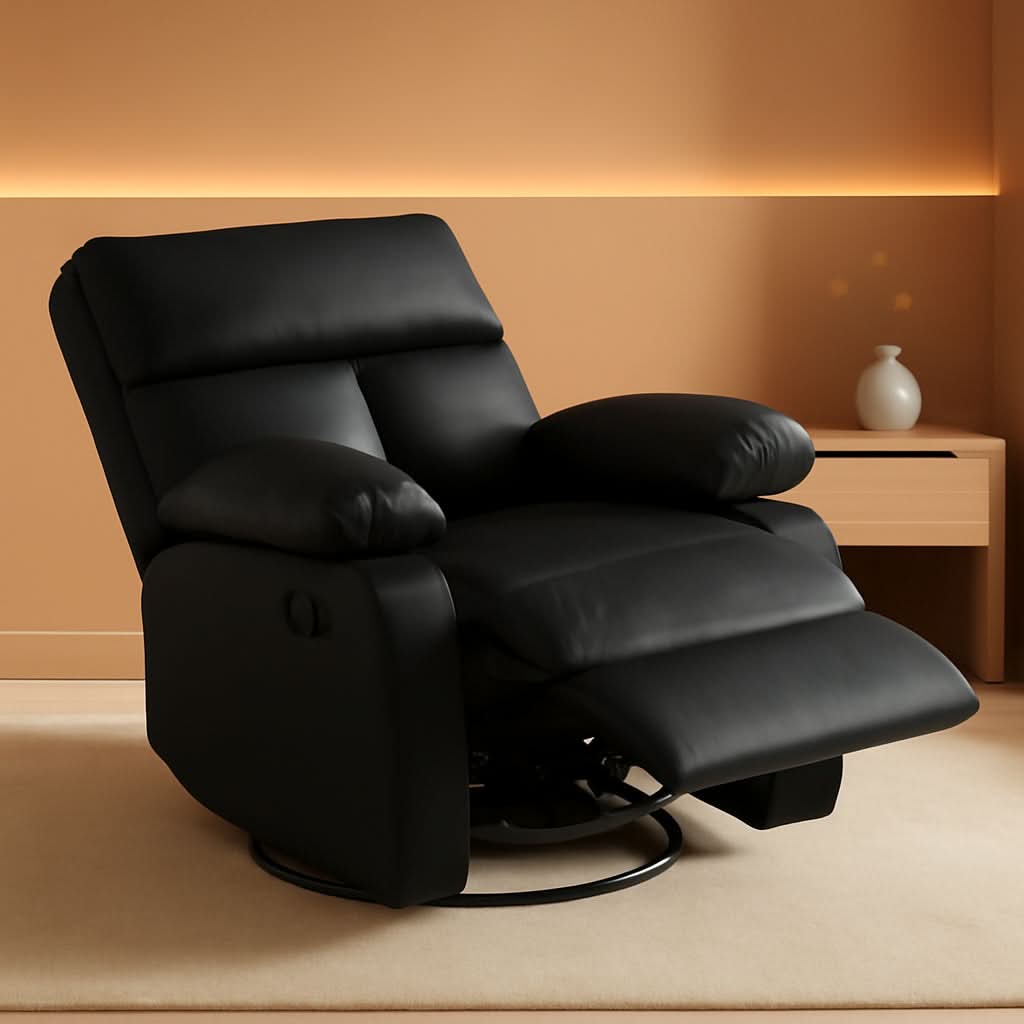 Black Swivel Rocker Recliner For Small Spaces Living Room