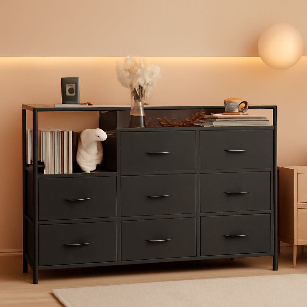 Black TV Stand With Charging Station Bedroom Furniture