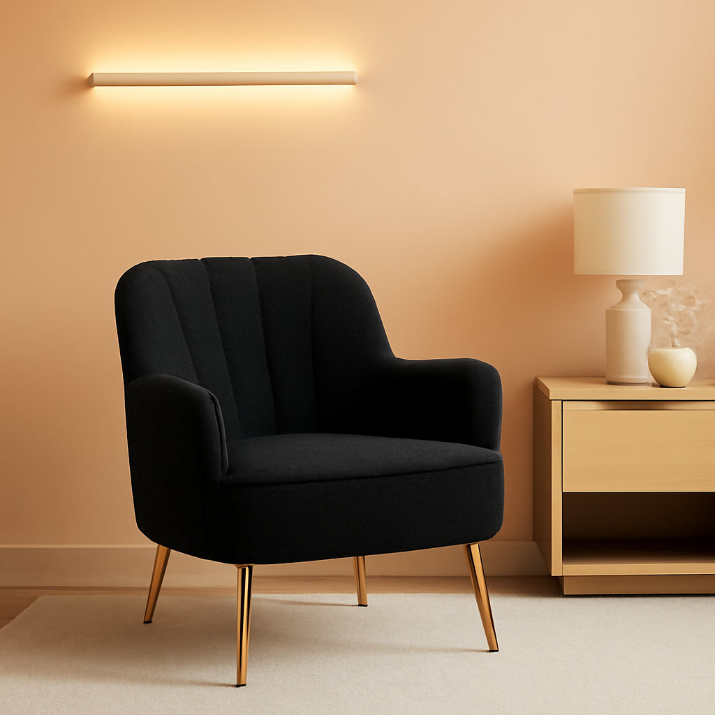 Black Teddy Fabric Armchair For Modern Home Office