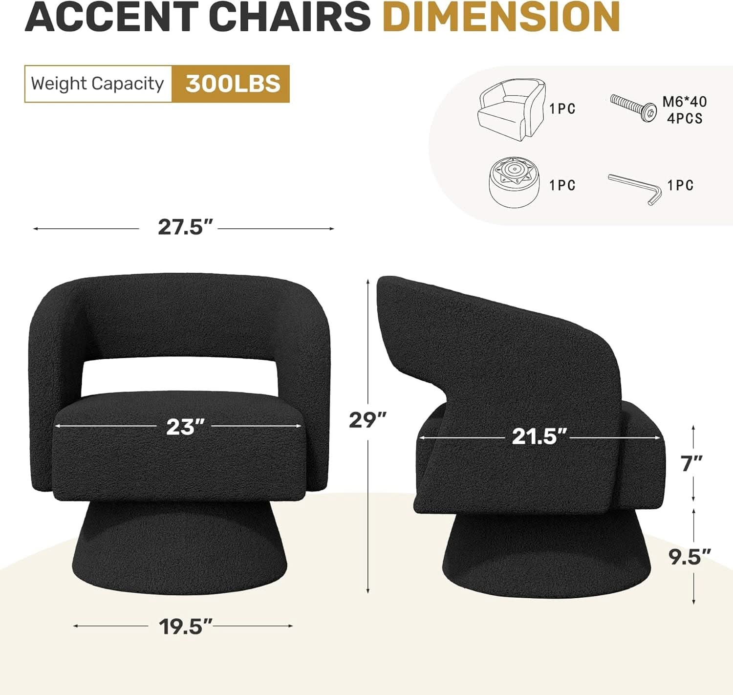 Black ThreeSixty 360 Swivel Armchair Premium Collection
