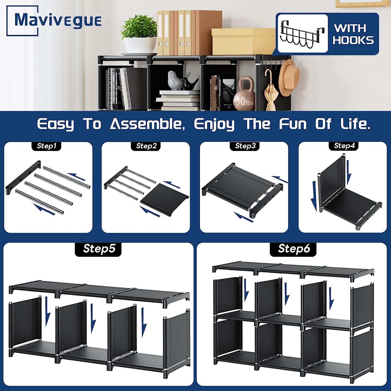 Black Twelve Cube Metal Bookcase System For Home Office