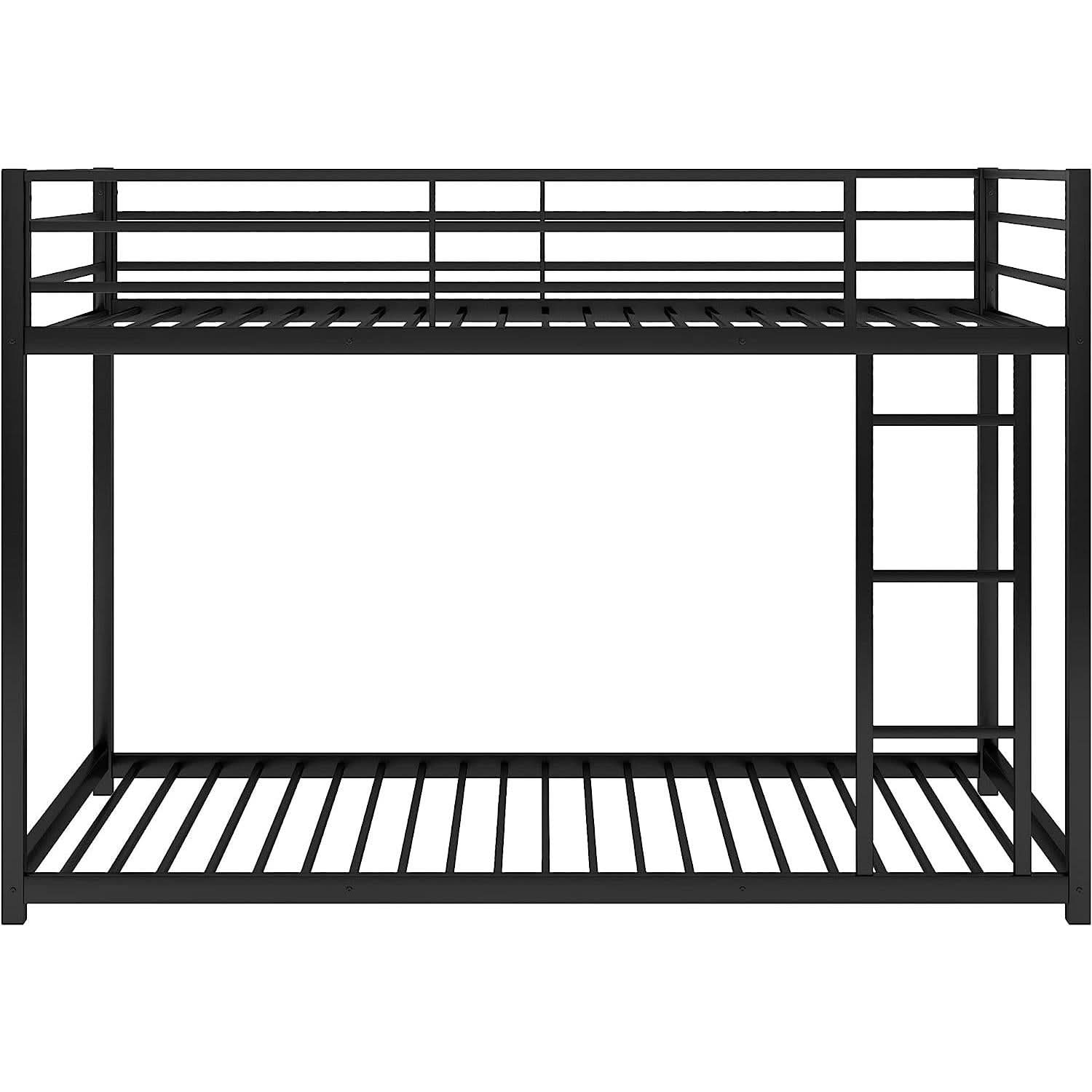 Black Twin Metal Bunk Bed With Guard Rails And Ladder