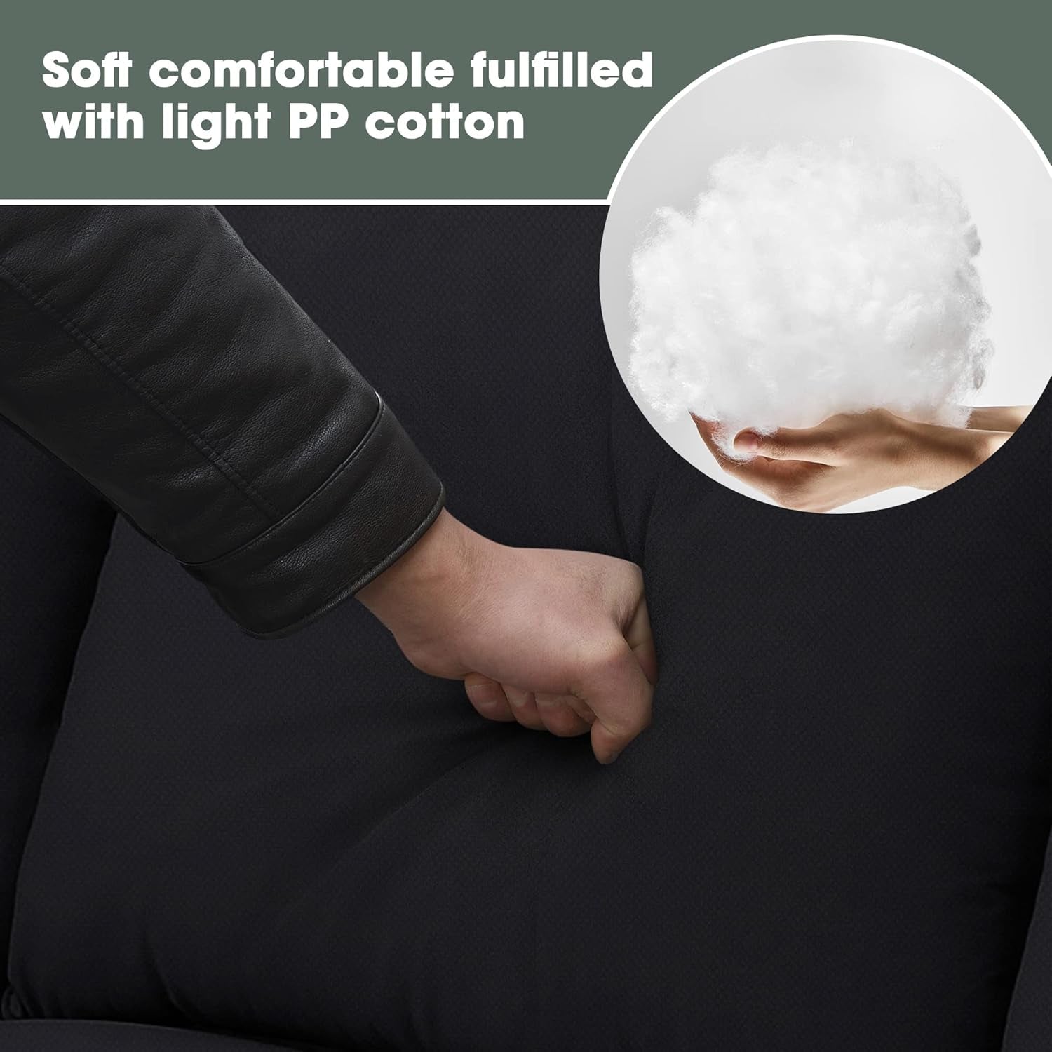 Black U Shaped Sectional Sofa With Removable Ottoman