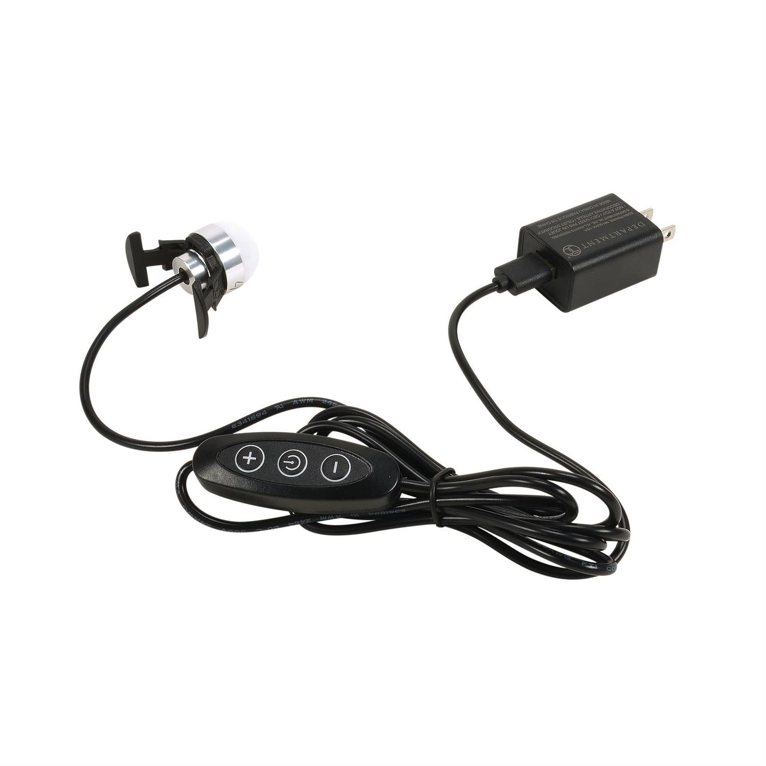 Black USB Cord & Power Adapter with White LED Bulb