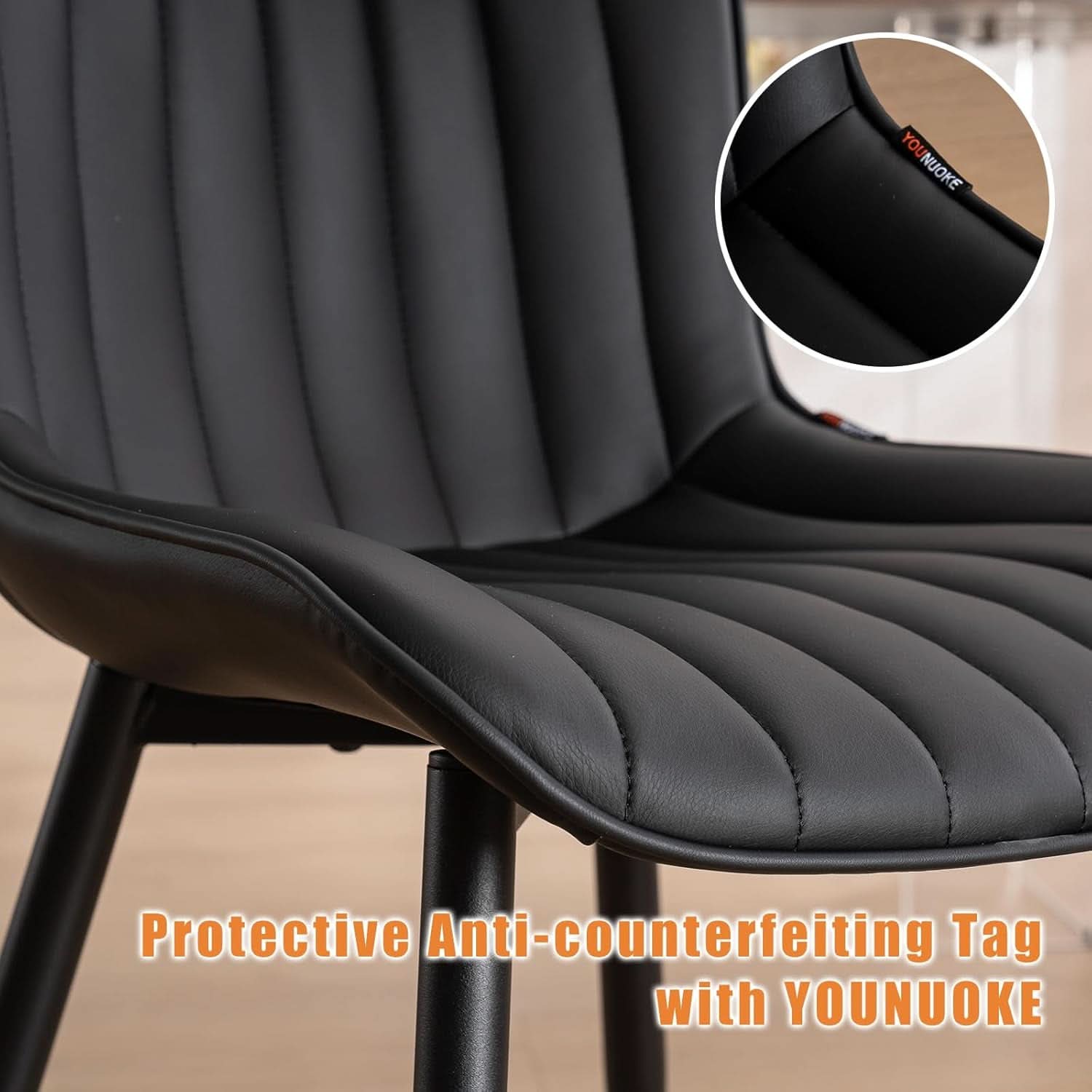 Black Upholstered Dining Chairs Set Of Two Modern Kitchen