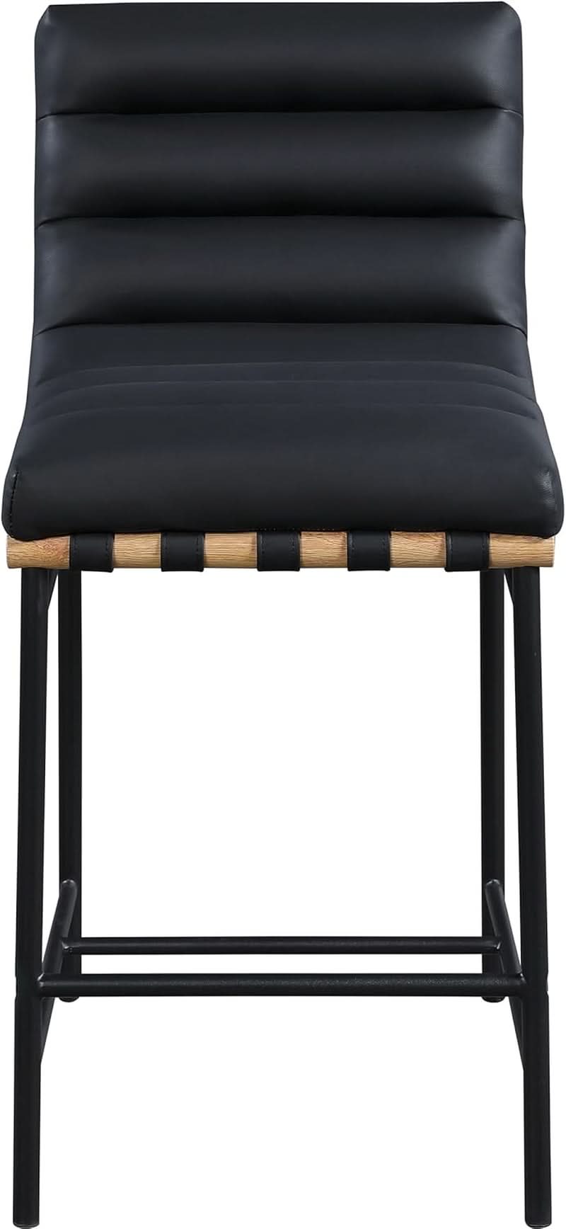 Black Vegan Leather Counter Stool 18W X 24D X 37.5H