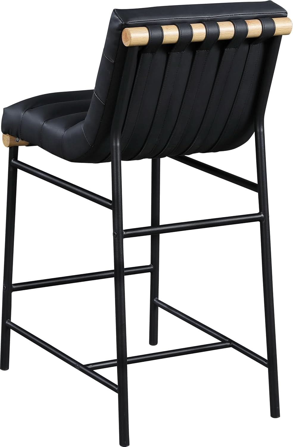 Black Vegan Leather Counter Stool 18W X 24D X 37.5H