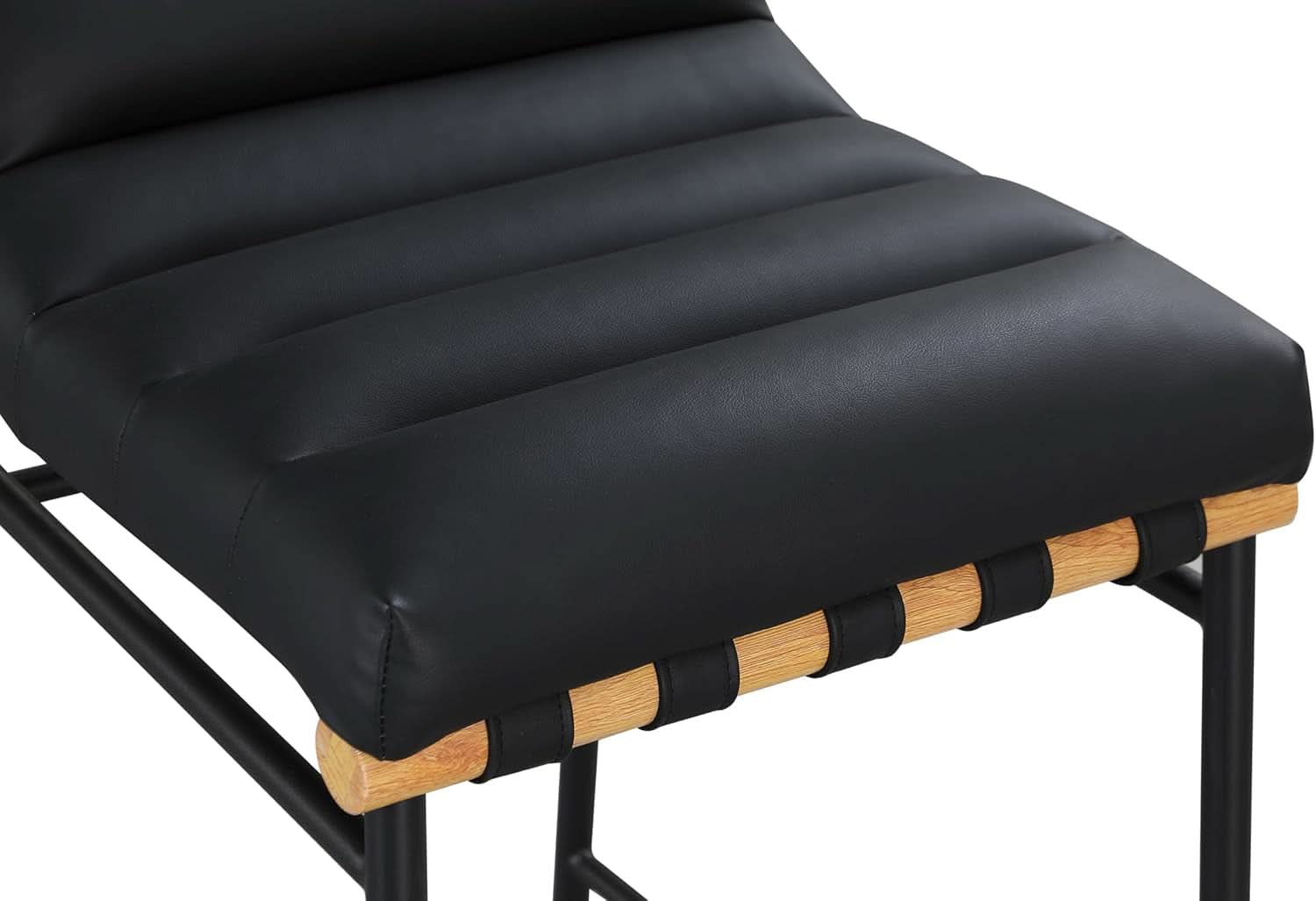 Black Vegan Leather Counter Stool 18W X 24D X 37.5H