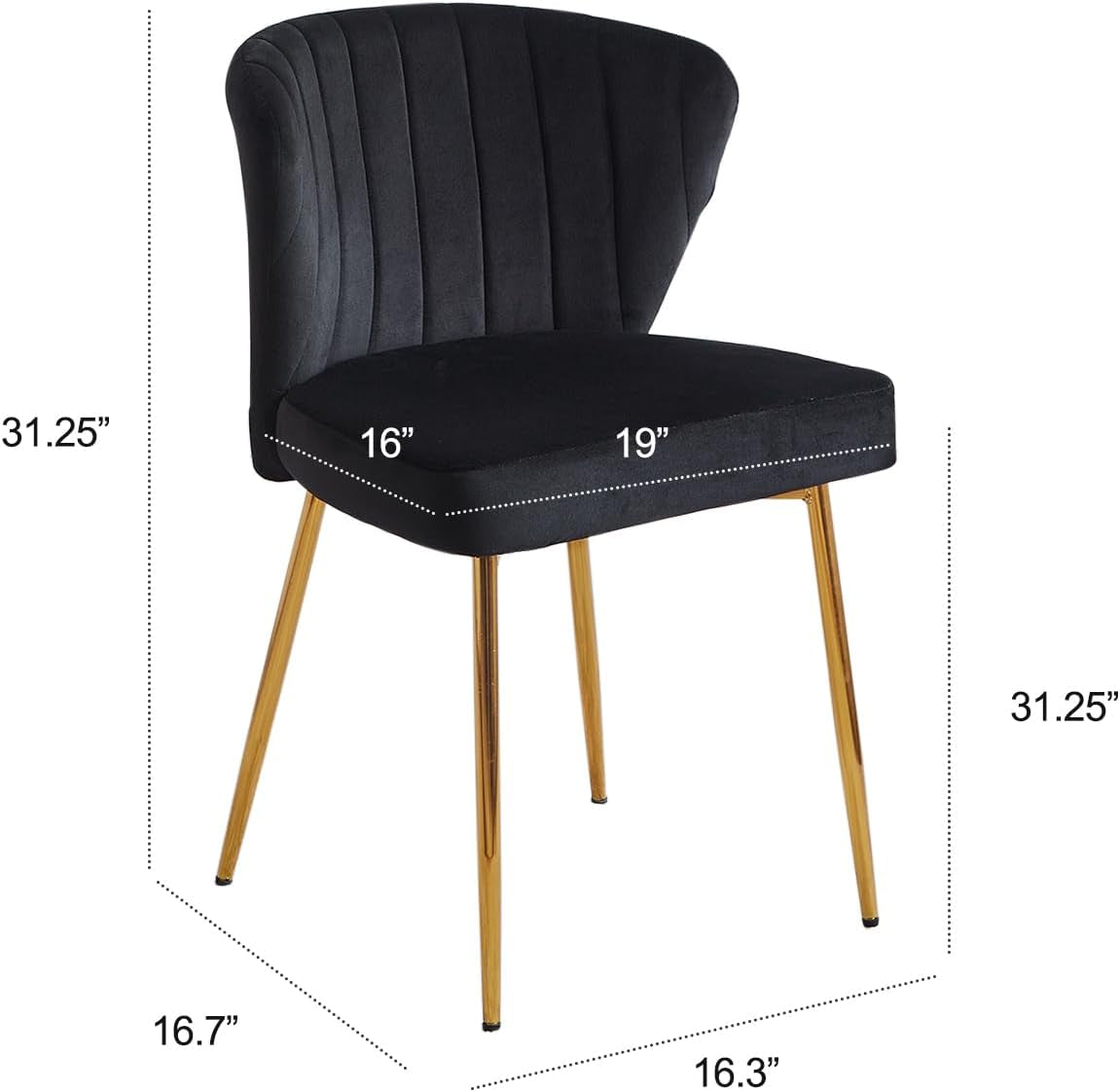 Black Velvet Dining Chairs Set Of 4 With Gold Metal Legs