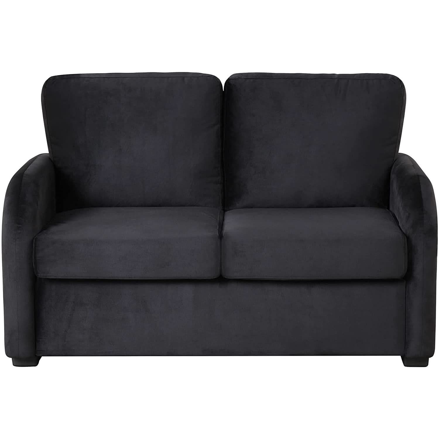 Black Velvet Loveseat Sleeper With USB Built In Plug