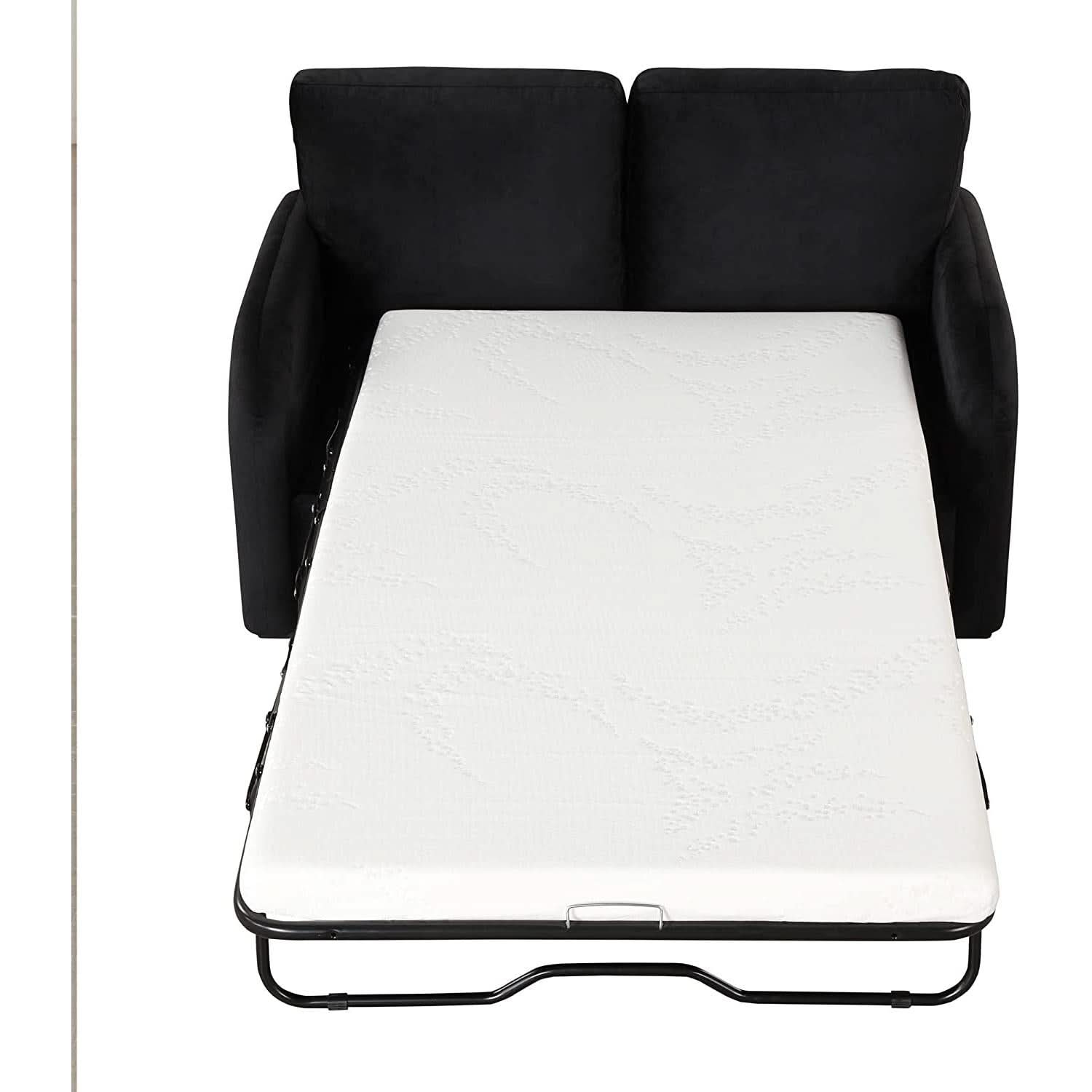 Black Velvet Loveseat Sleeper With USB Built In Plug