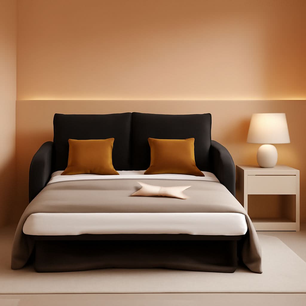 Black Velvet Loveseat Sleeper With USB Built In Plug