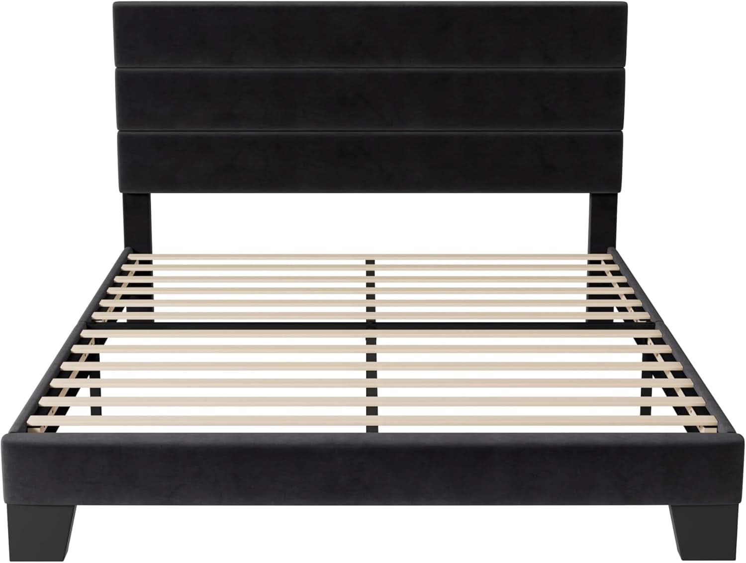 Black Velvet Queen Platform Bed Easy Assembly No Box Spring