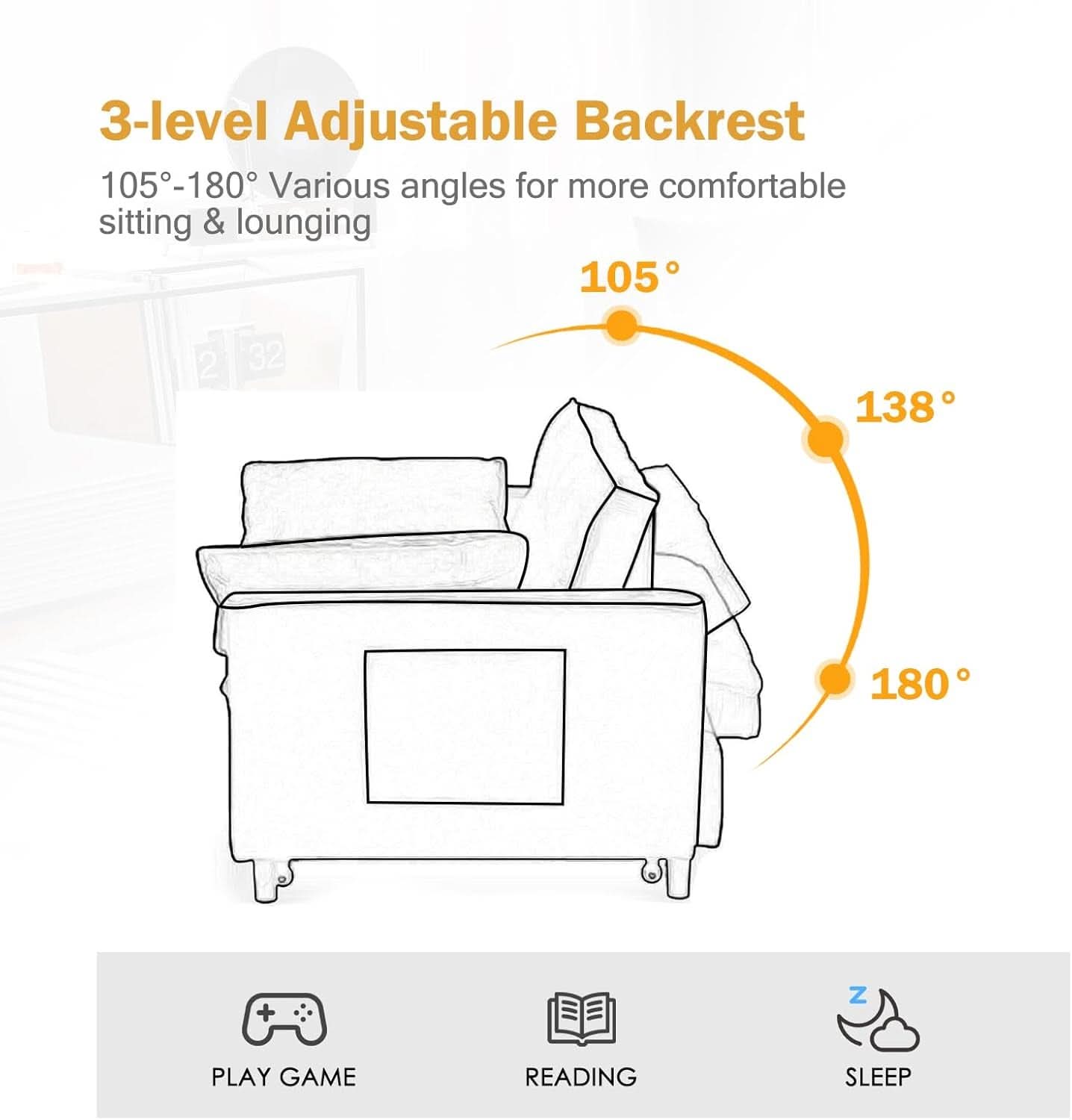 Black Velvet Sleeper Sofa With Adjustable Backrest