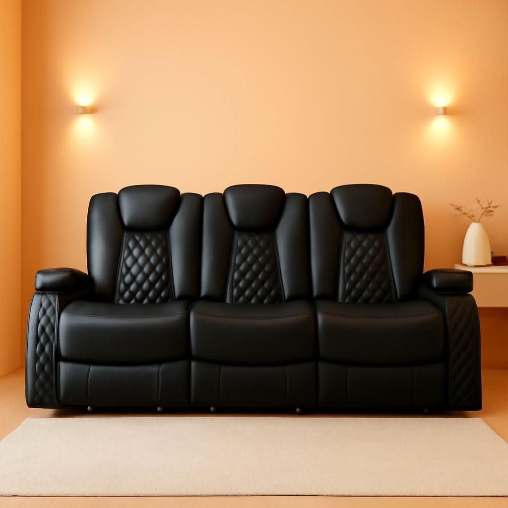 Black Wireless Charging Power Recliner Sofa With USB Ports