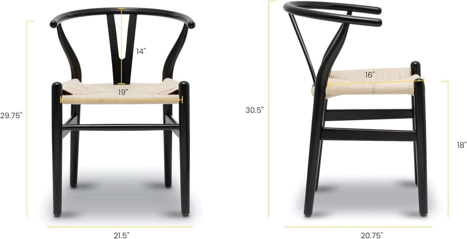 Black Wishbone Dining Chair With Armrests Eco Friendly