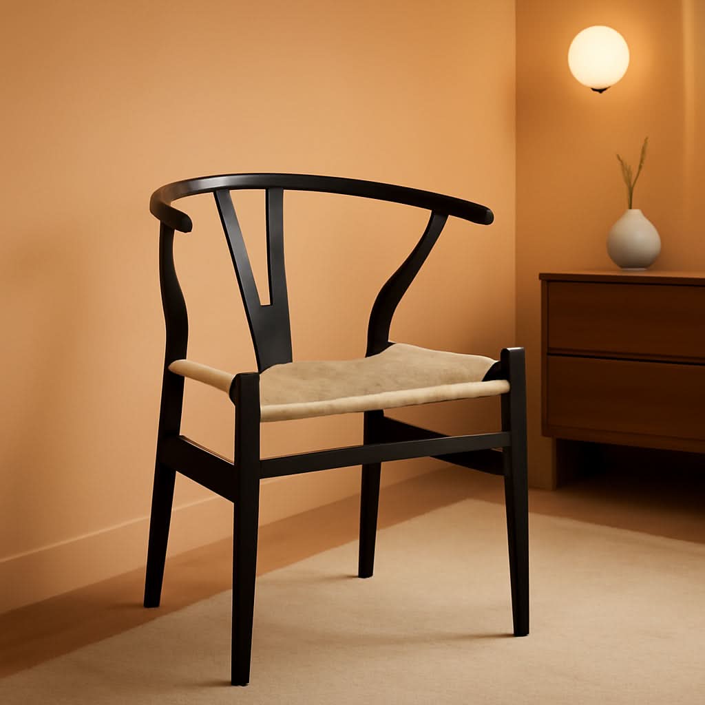 Black Wishbone Dining Chair With Armrests Eco Friendly