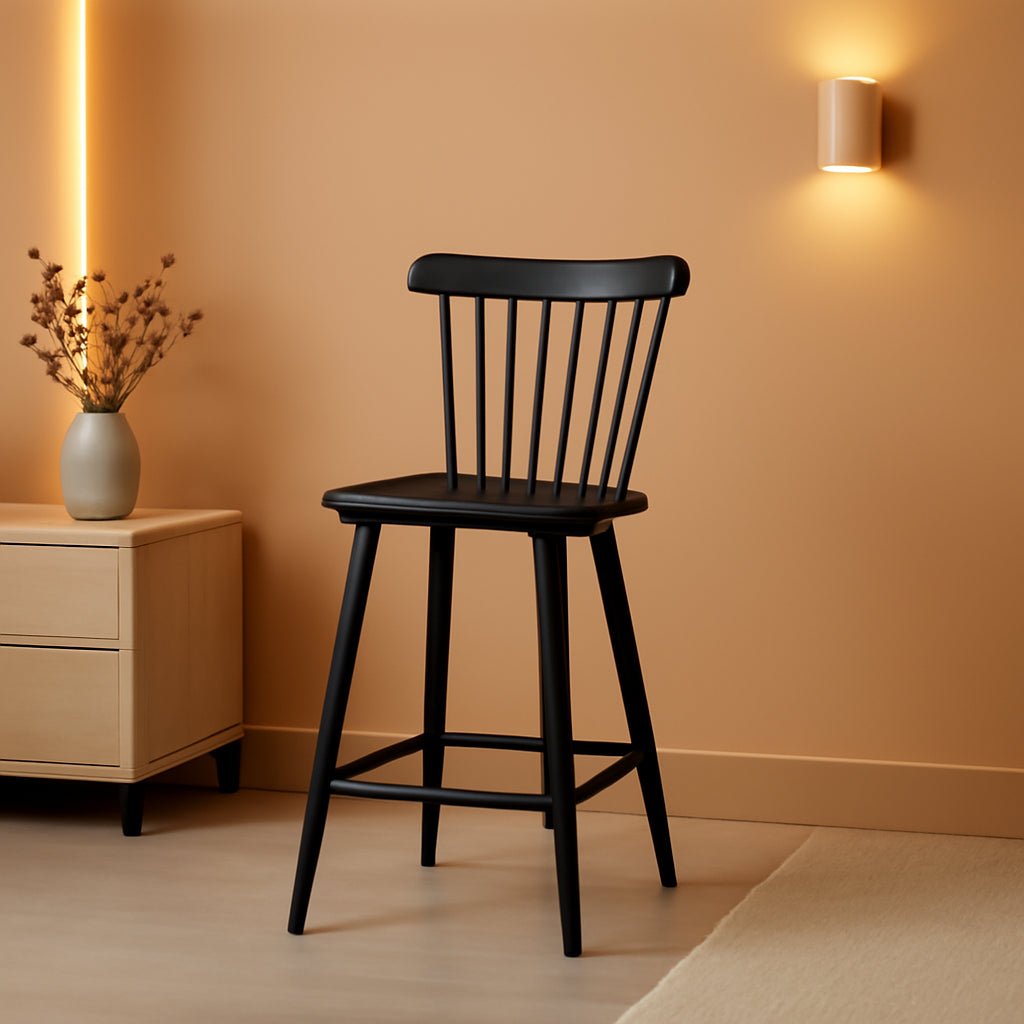 Black Wooden Bar Stools Set Of 3 24 Inch Counter Height