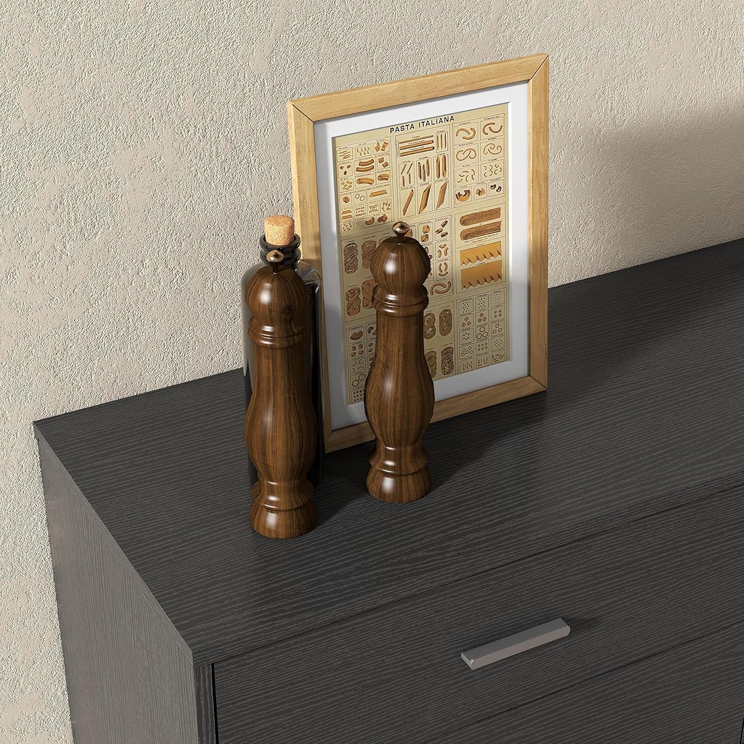 Black Wooden Dresser With 6 Drawers For Bedroom Storage