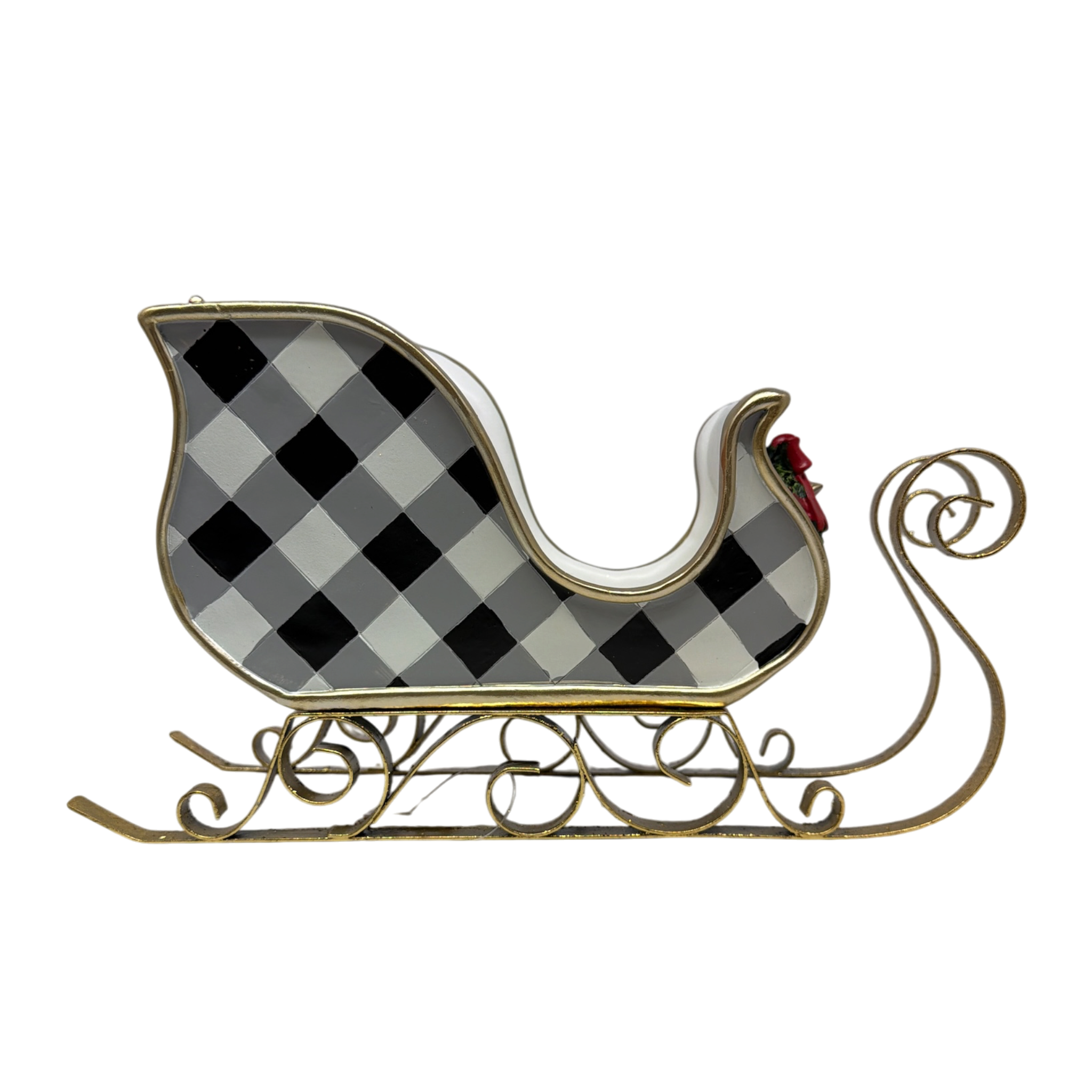 Black and White Holiday Sleigh - Large