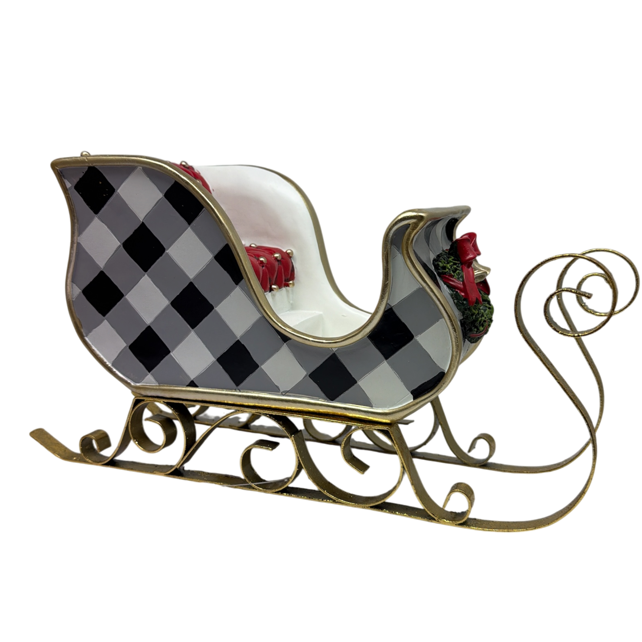 Black and White Holiday Sleigh - Large