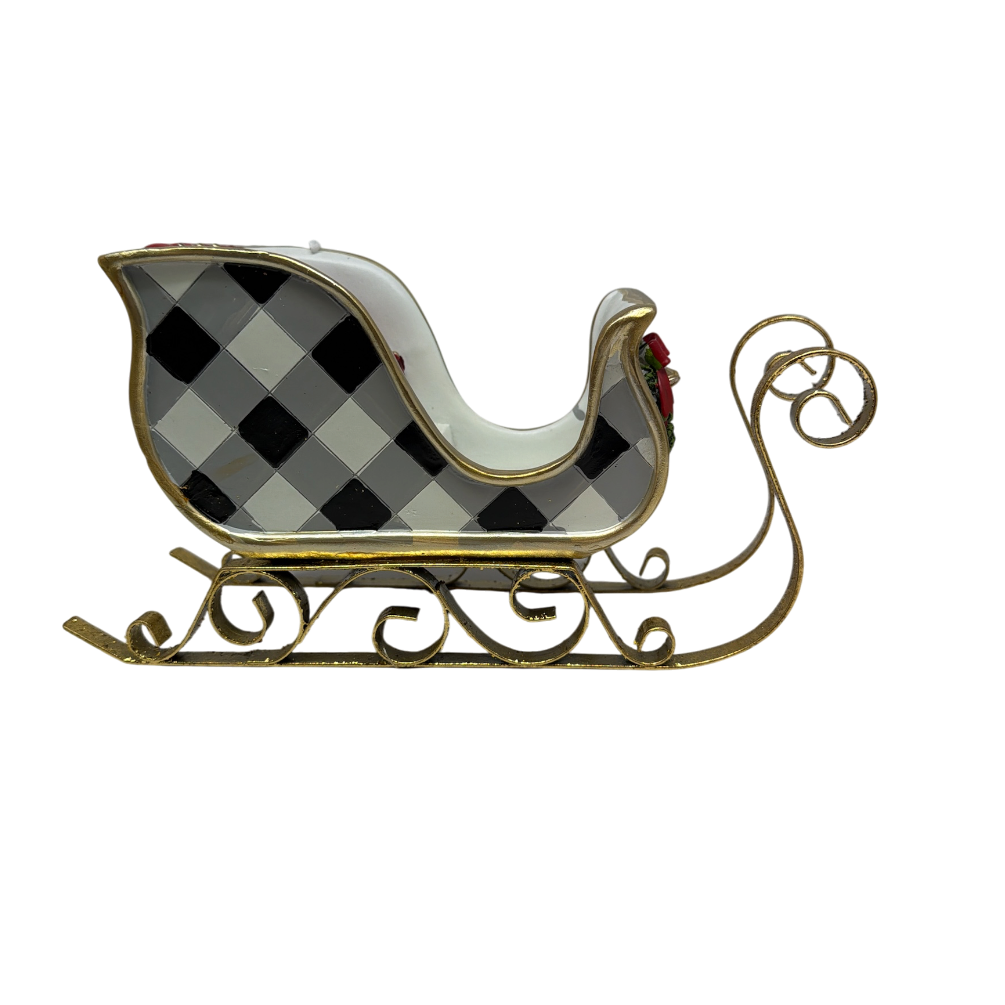 Black and White  Holiday Sleigh - Medium