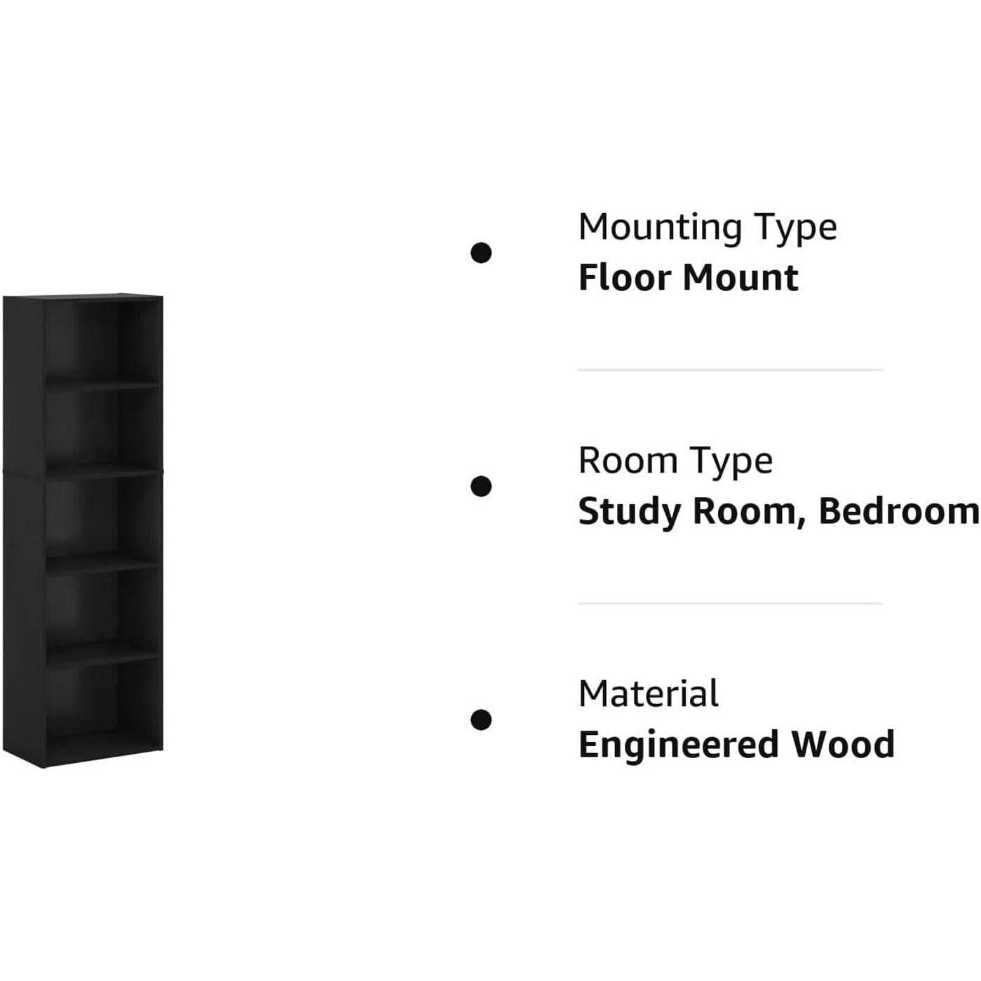 Blackwood 5-Tier Open Storage Shelves Bookcase For Living Room